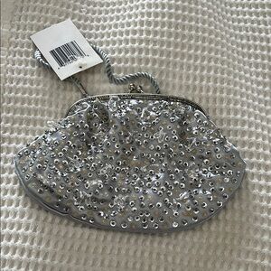 Elegant Silver Clutch with Rhinestone Embellishments